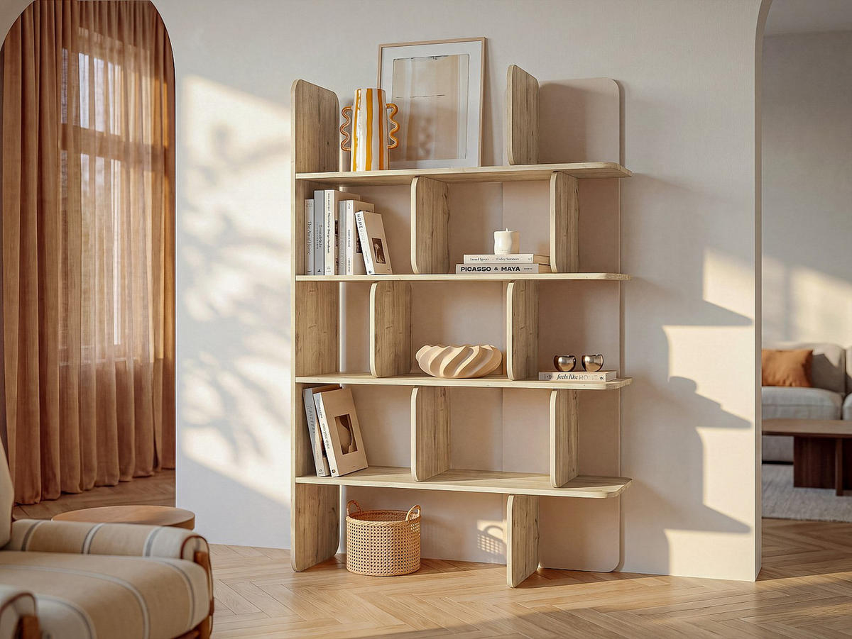 REGAL - 121.8 cm x 41.6 cm - holz - beige, naturfarben hell Minalva - Beige/Naturfarben, Holz (121.8/180/41.6cm) - Vente-Unique