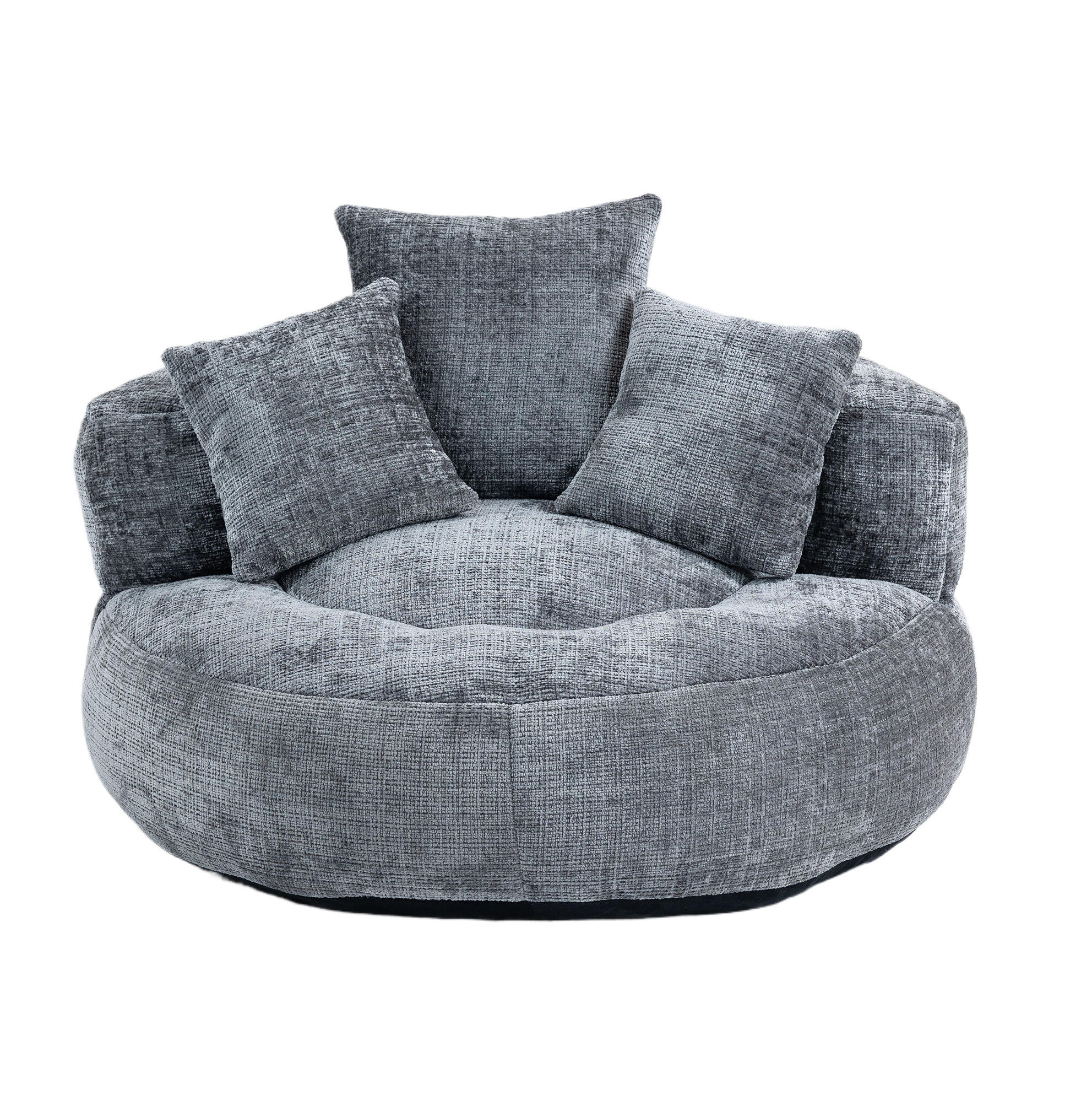 SESSEL 108/108/52 cm in Grau mit Chenillebezug und Armlehnen - Grau, Textil (108/52/108cm) - BEAOK