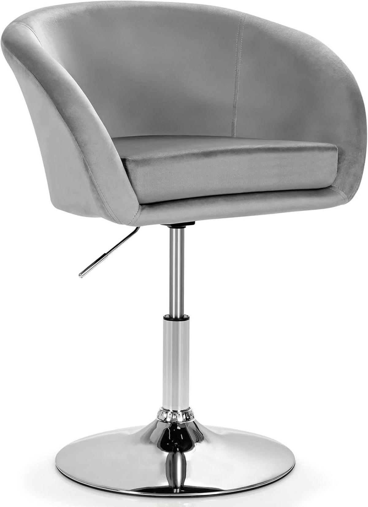 ESSZIMMERSTUHL Samt Drehsessel Grau - Grau, Metall (52/86/61cm) - COSTWAY