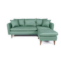 ECKSOFA kompakt, Gesamtbreite 215 cm, perfekt für kleine Räume - Nussbaumfarben/Grün, Holz/Textil (145/215cm) - myHomelando