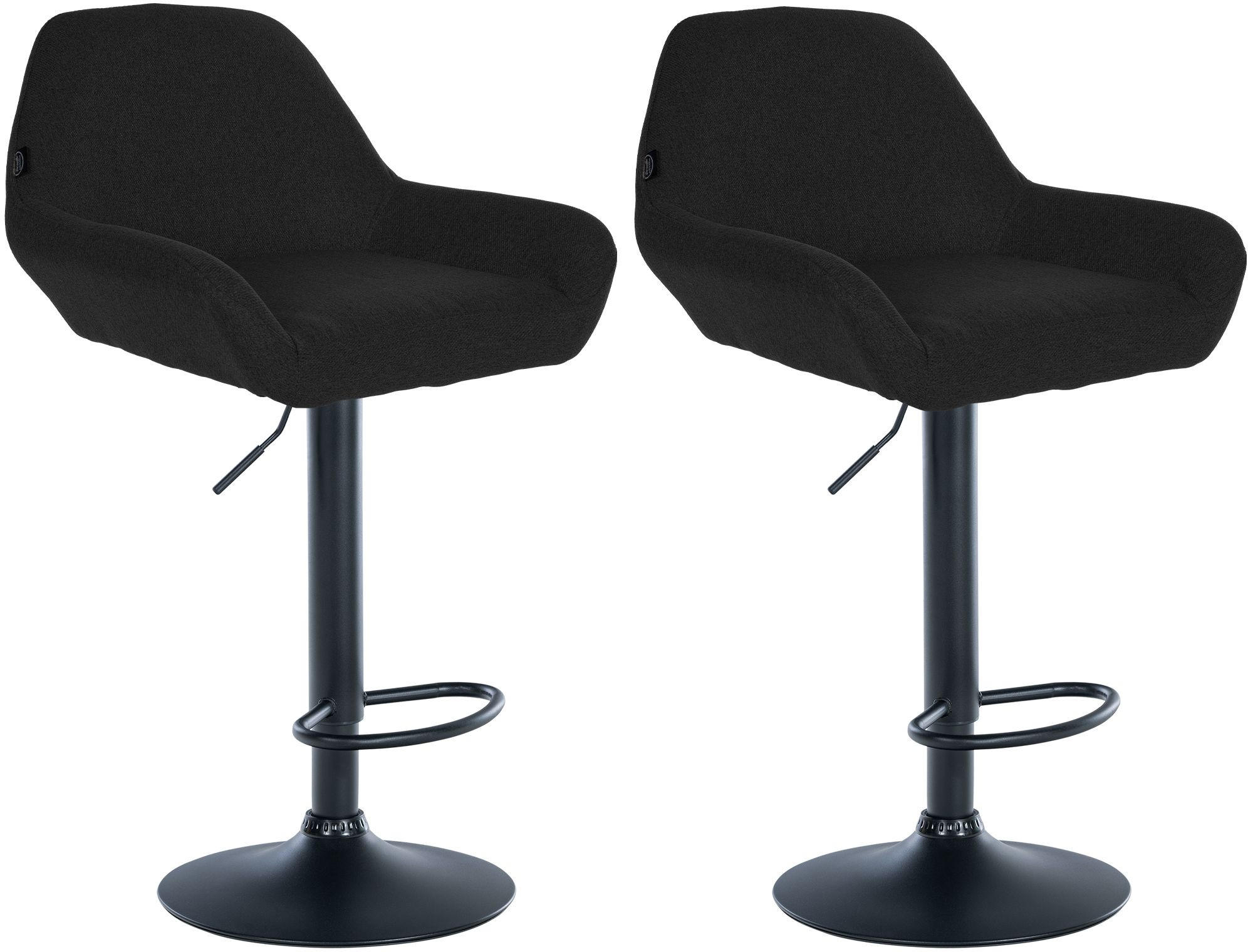 BARHOCKER 2er Set Stoff schwarz - Schwarz, Textil/Metall (51/89/52cm) - CLP