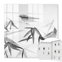 SCHLÜSSELBOX Weiß 30x30 cm – Türöffnung nach rechts - Bambus Natur - Weiß, Metall (30/30/5cm) - TULUP