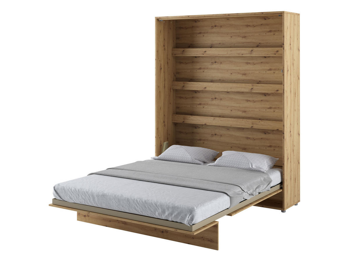 SCHRANKBETT Bed-Concept BC-12 160x200 mit zwei LED-Lampe - Eiche Artisan/Grau, Holz/Holzwerkstoff (160/200cm) - MIRJAN24
