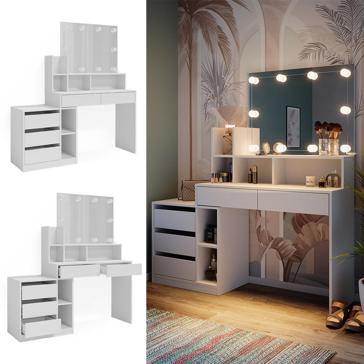 TOALETNÍ STOLEK Anja Bílá - bílá, kompozitní dřevo (139.8/115/40cm) - Vicco