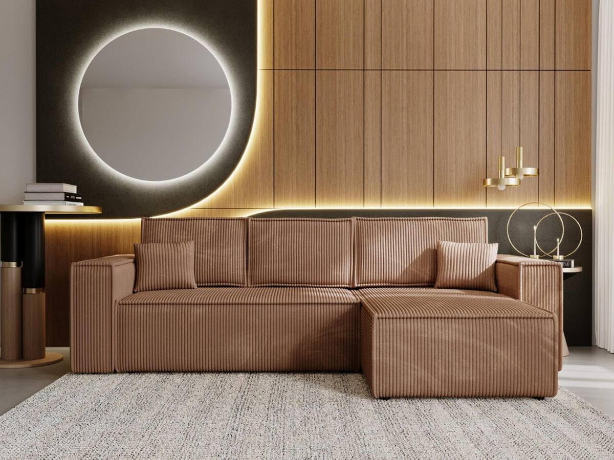 ECKSOFA Prato XL Braun - Schwarz/Braun, Holz/Kunststoff (280/170cm) - Graingold