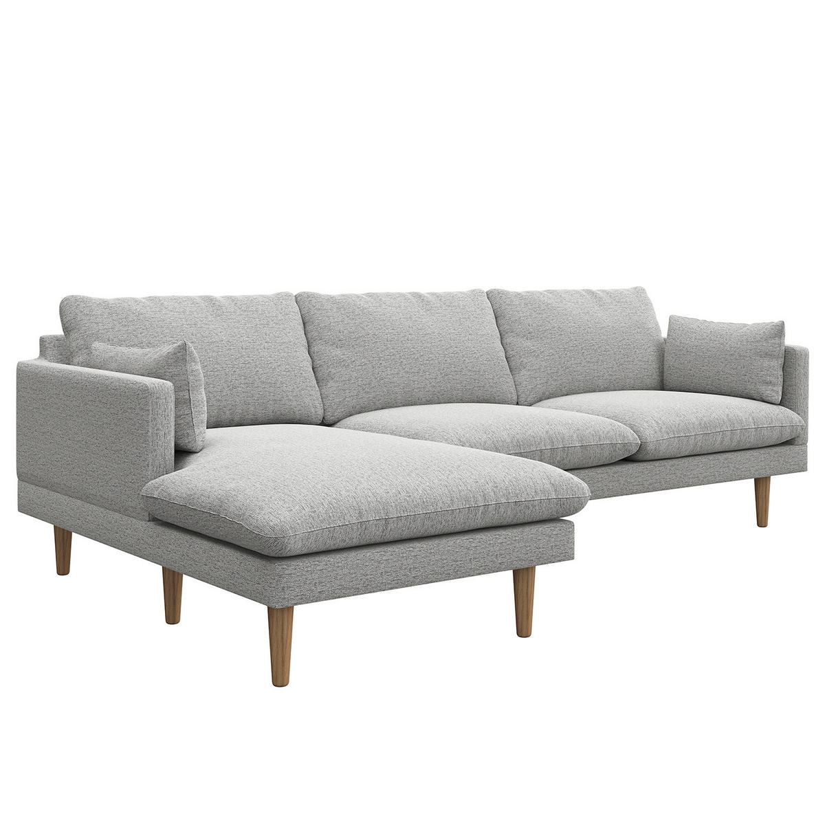 ECKSOFA mit Longchair - Webstoff - Buchefarben/Hellgrau, Buchenholz/Textil (242/150cm) - home24