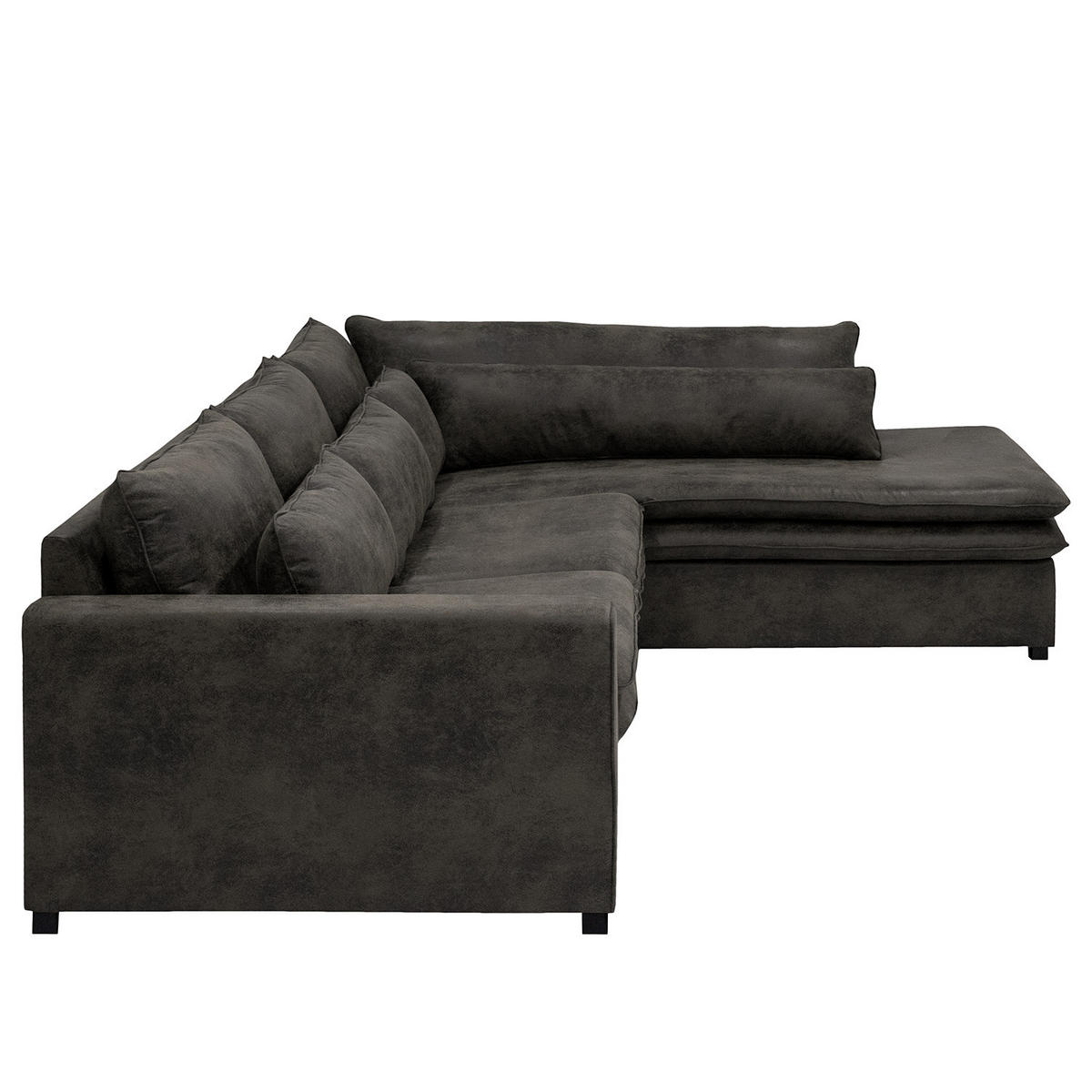 ECKSOFA mit Ottomane - Dunkelbraun/Anthrazit, Buchenholz/Textil (299/216cm) - home24