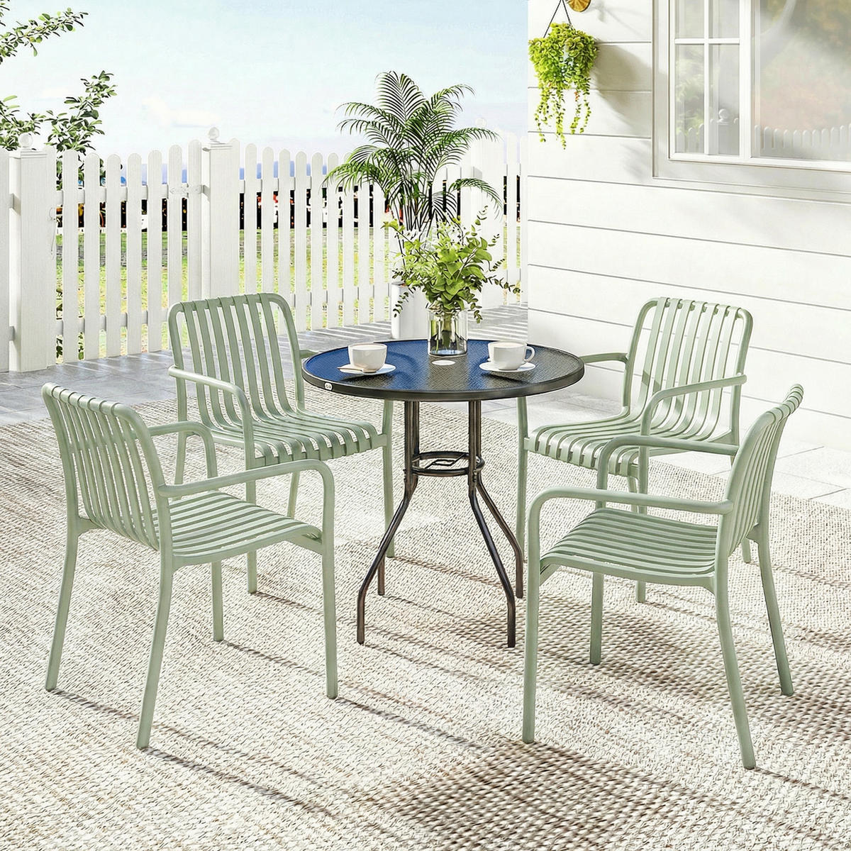 GARTENSTUHL Grun 4 Stück - Grün, Kunststoff (55/81.5/58.5cm) - GiPP