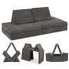 KINDERSOFA Spielparadies - Dunkelgrau, Textil (66/52/150cm) - Linodino