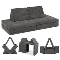 KINDERSOFA Spielparadies - Dunkelgrau, Textil (66/52/150cm) - Linodino