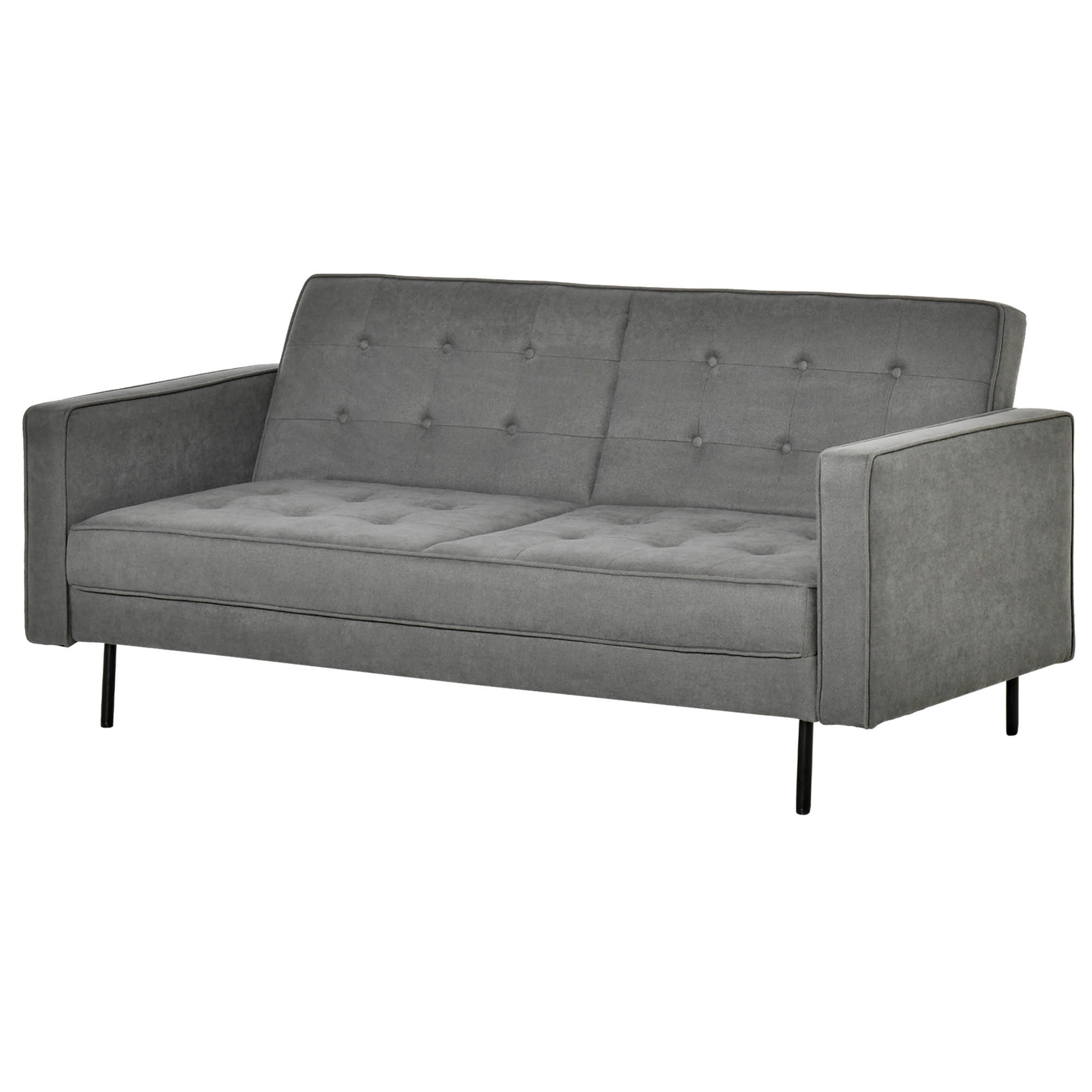 SCHLAFSOFA Baumwollstoff Eukalyptus Grau - Grau, Textil (91/85/187cm) - HOMCOM