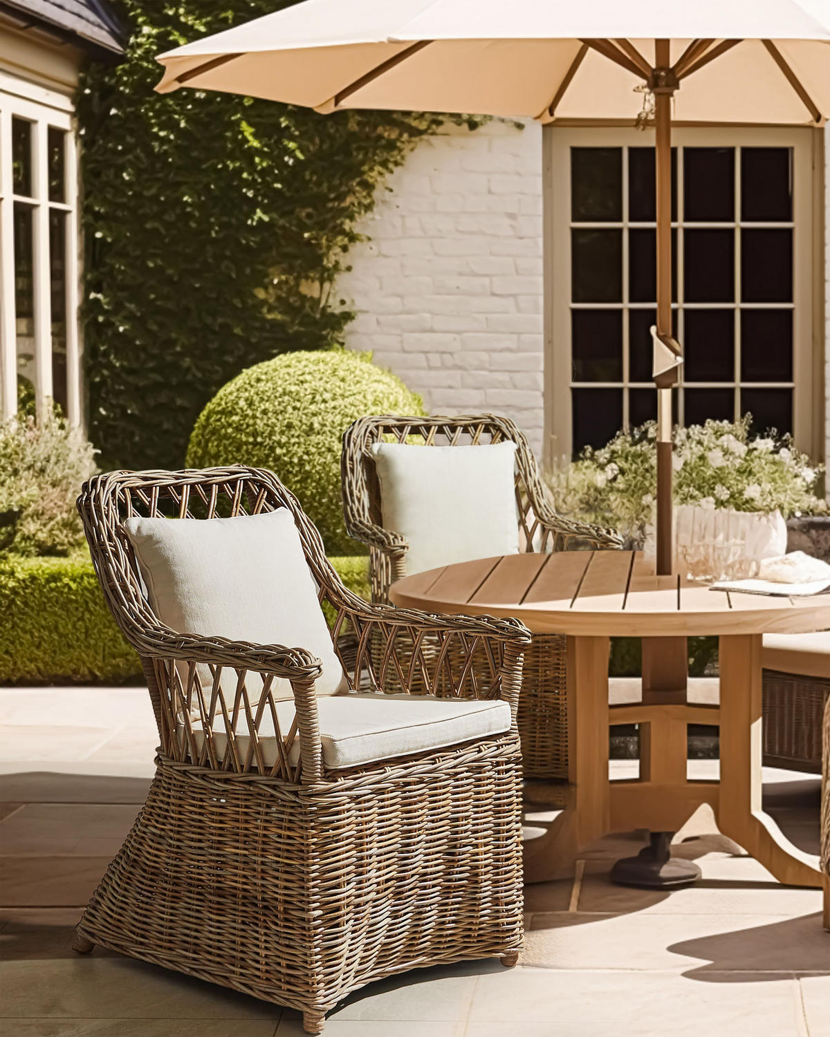 GARTENSESSEL Beige Maros II - Beige/Naturfarben, Naturmaterialen (53/90/70cm) - Beliani