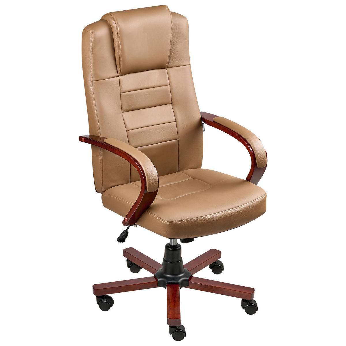 MASSAGESTUHL Hellbraun Diamond - Hellbraun/Schwarz, Leder (66/118/66cm) - Beliani