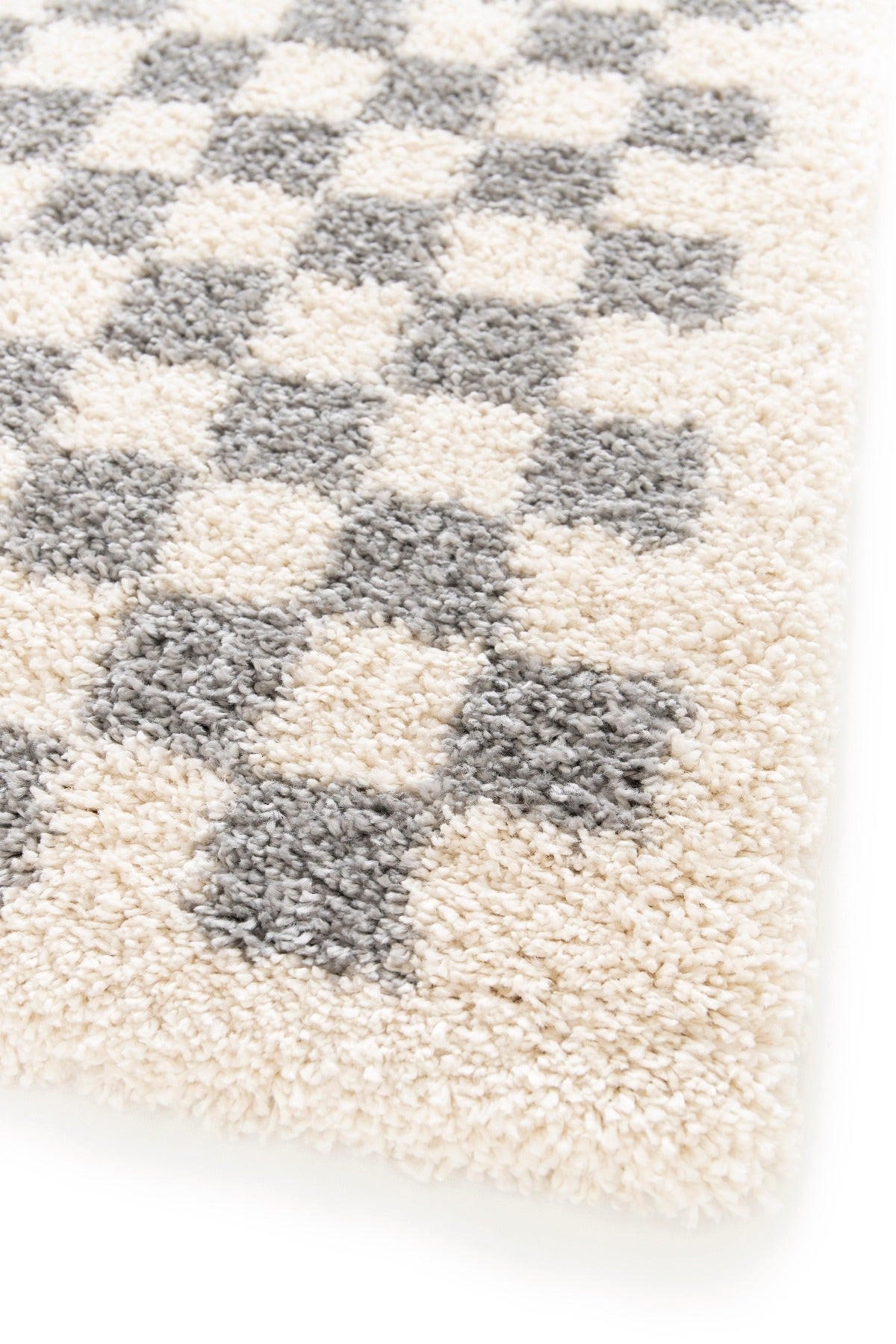 TEPPICH kariert langflorig weich voluminös grau - Grau, Textil (80/150cm) - AFK Living