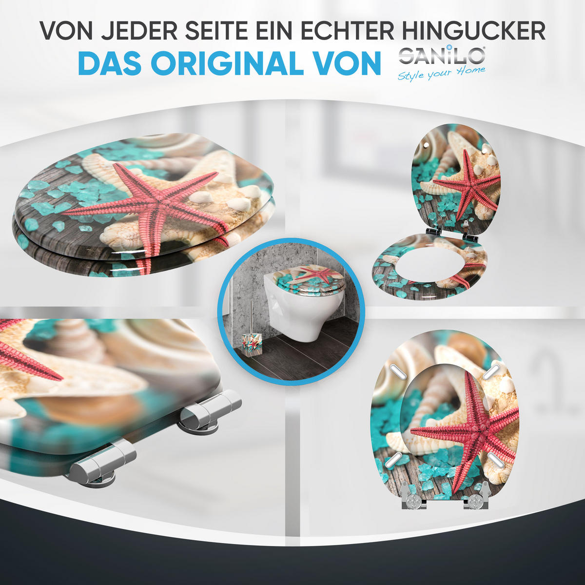 WC-SITZ mit Absenkautomatik Bath Salts - Türkis, Holzwerkstoff (38/6/47cm) - Sanilo