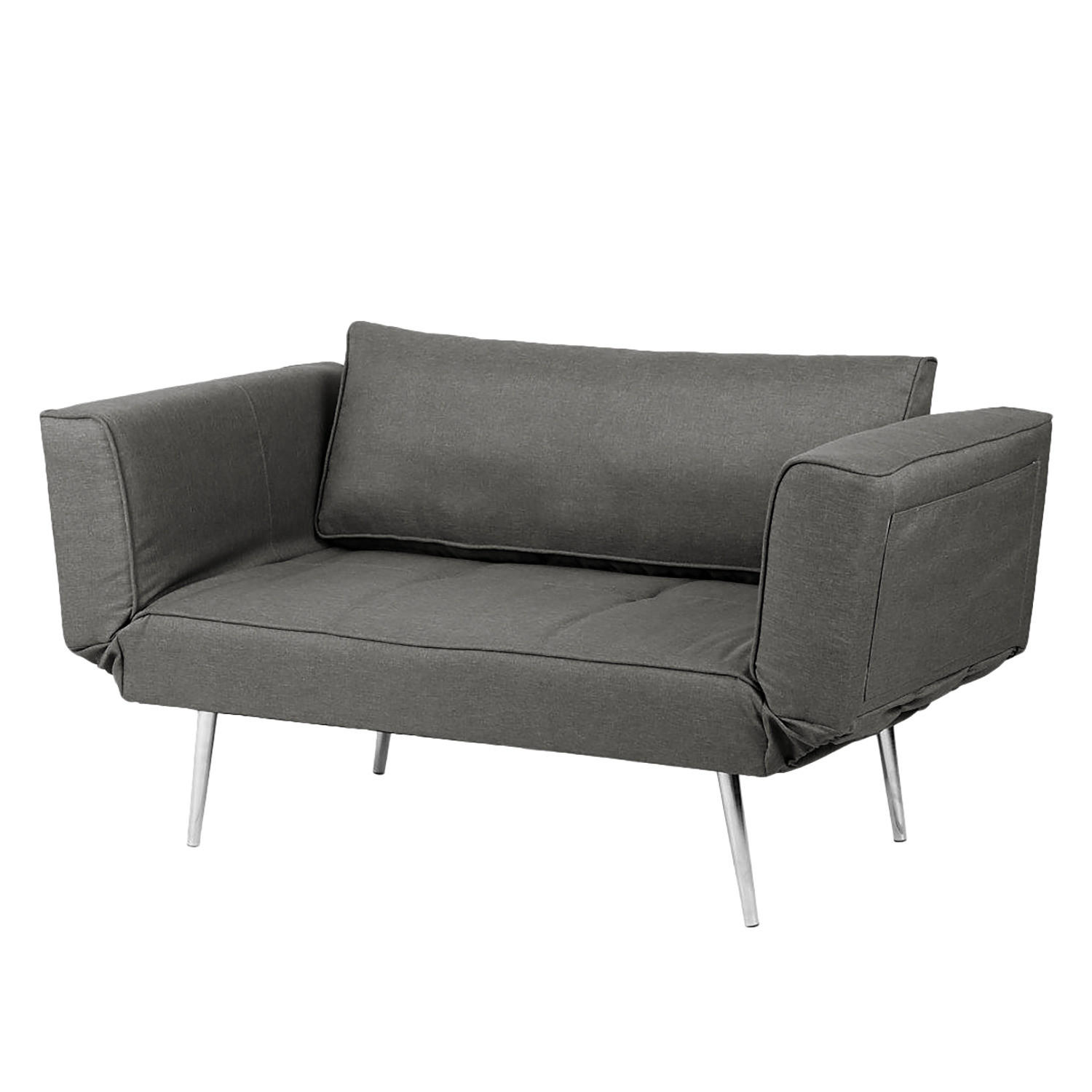 SCHLAFSOFA - Webstoff - Silberfarben/Grau, Textil/Metall (152/74/74cm) - home24