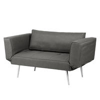 SCHLAFSOFA - Webstoff - Silberfarben/Grau, Textil/Metall (152/74/74cm) - home24