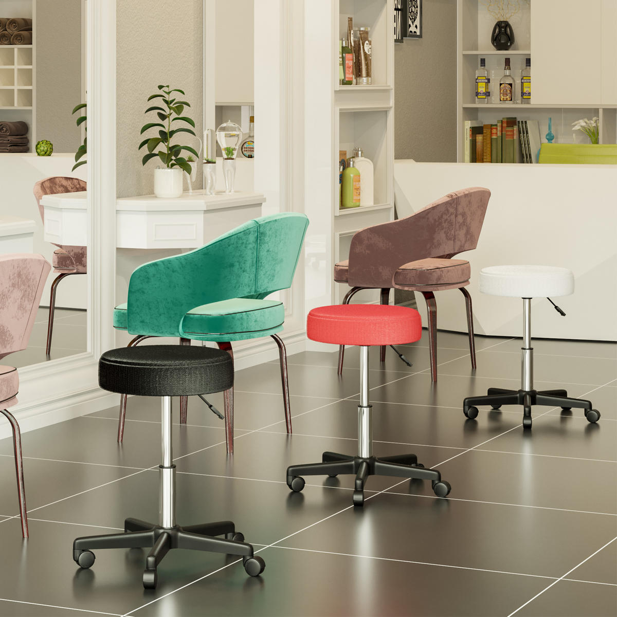 BÜROHOCKER DE-18004 höhenverstellbar mit 3 Hussen Schwarz - Schwarz, Holzwerkstoff (35/54/35cm) - ComfortXL