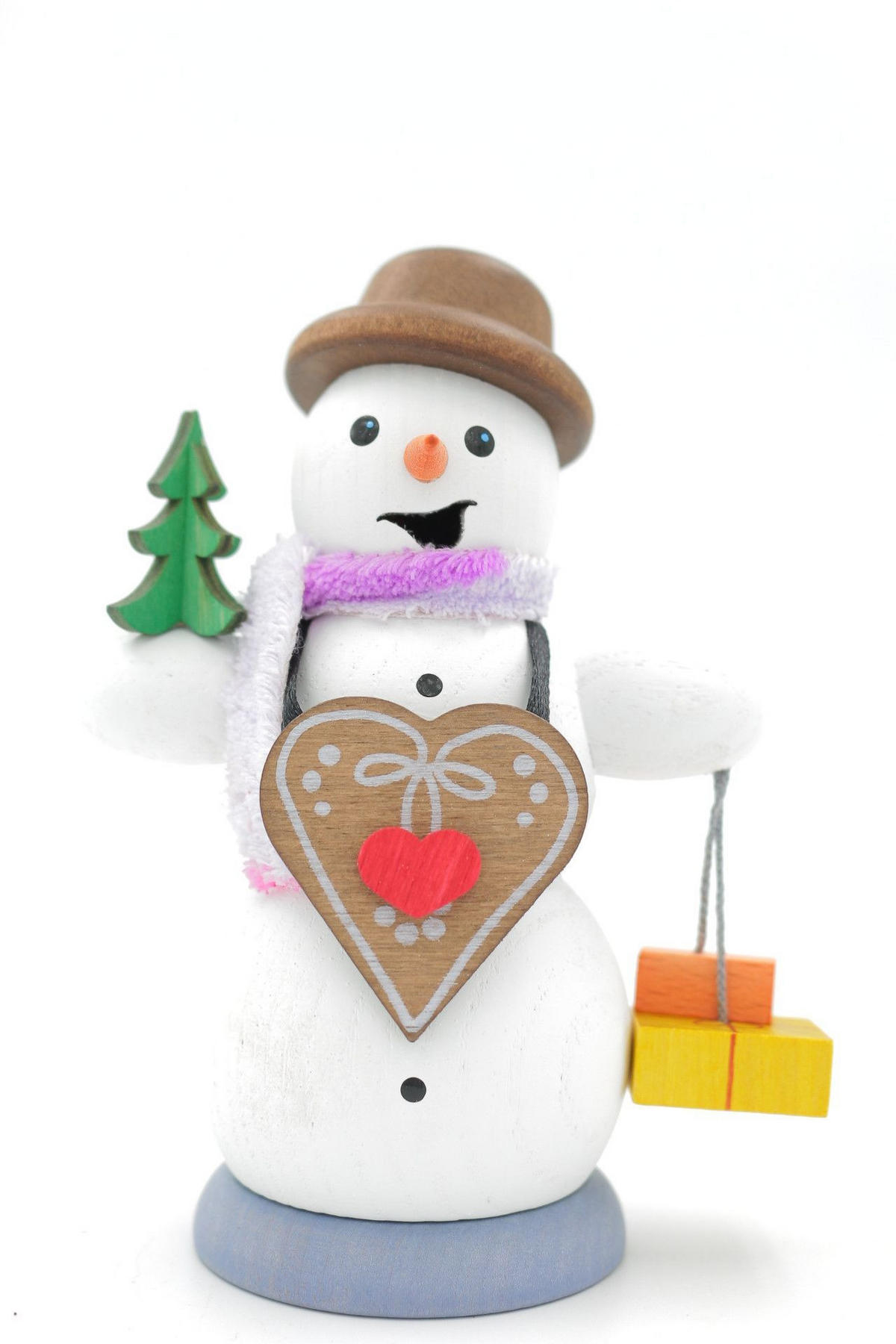 RAUCHFIGUR Schneemann mit Lebkuchenherz 13 cm - Multicolor, Holz (6/13/10cm)