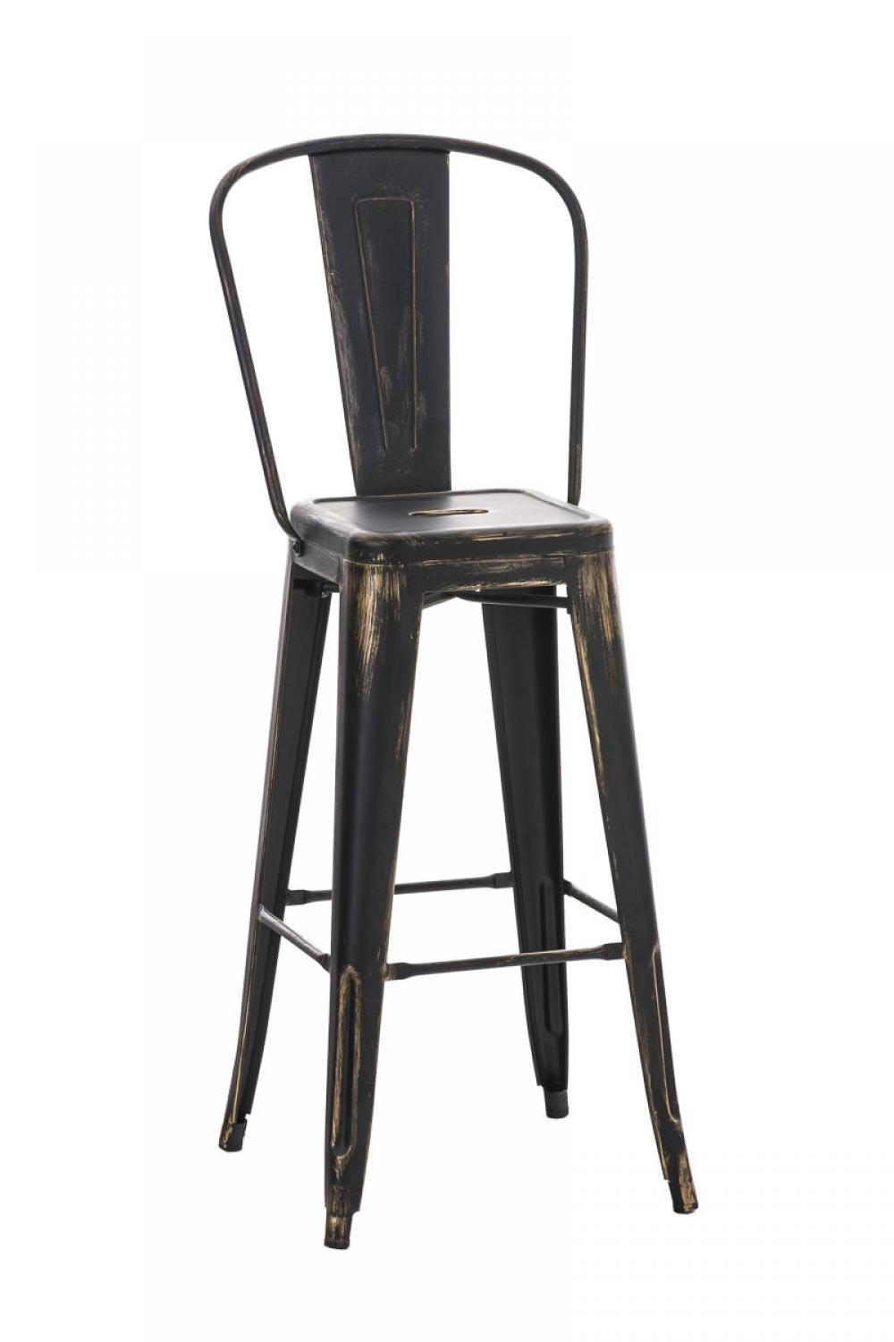 BARHOCKER Metall schwarz-gold - Eukalyptusholzfarben/Goldfarben, Metall (44/115/52cm) - CLP
