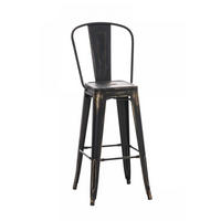 BARHOCKER Metall schwarz-gold - Eukalyptusholzfarben/Goldfarben, Metall (44/115/52cm) - CLP