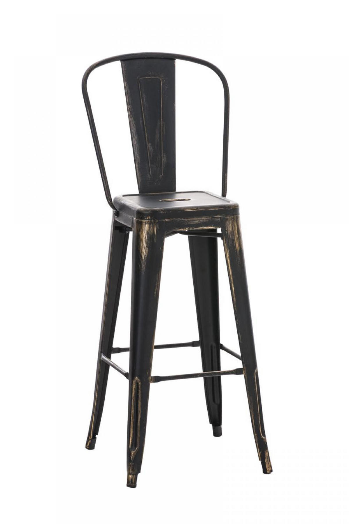 BARHOCKER Metall schwarz-gold - Eukalyptusholzfarben/Goldfarben, Metall (44/115/52cm) - CLP