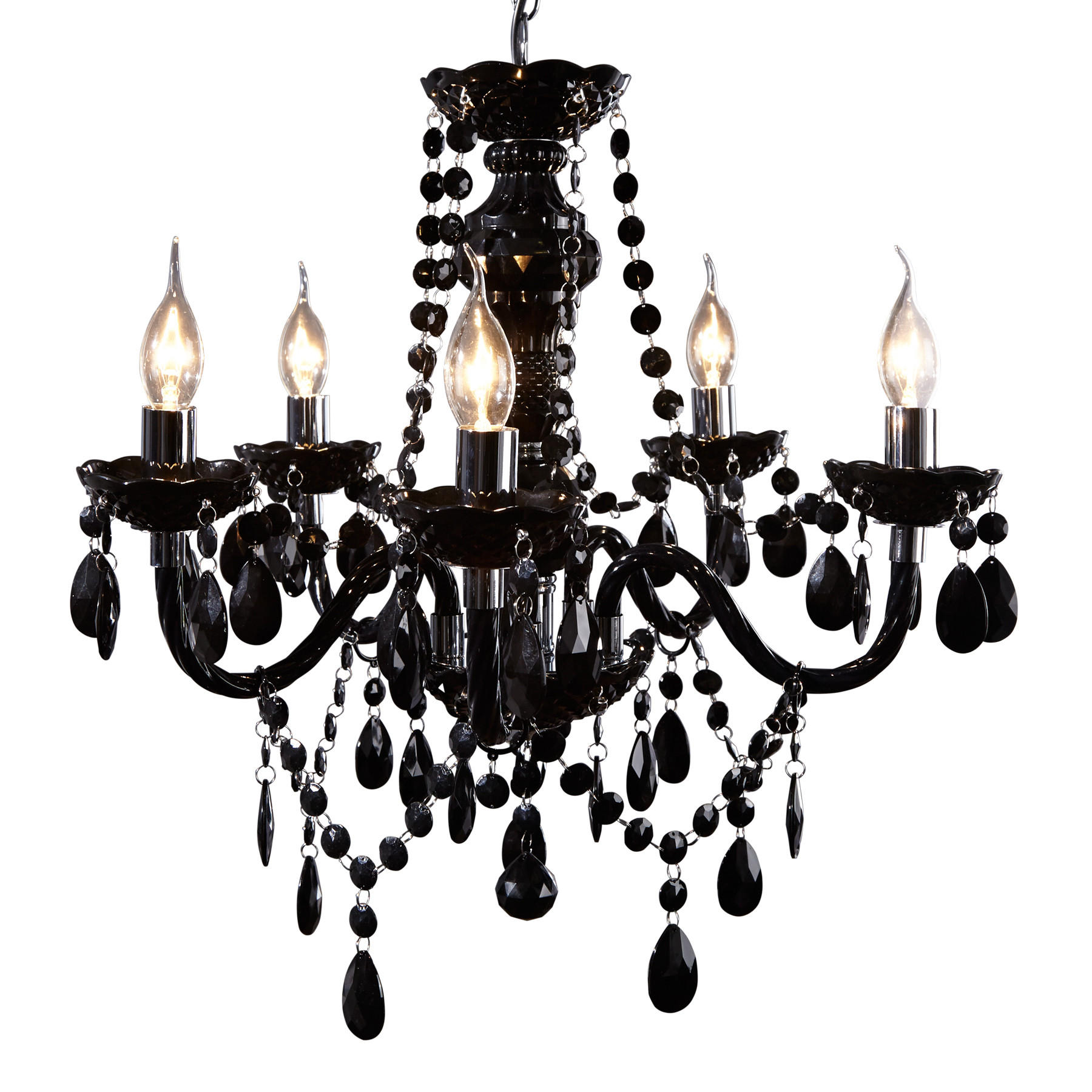 HÄNGELEUCHTE BLACK CRYSTAL Glas Schwarz 55 cm - Schwarz, Glas (55/55/45cm) - riess-ambiente