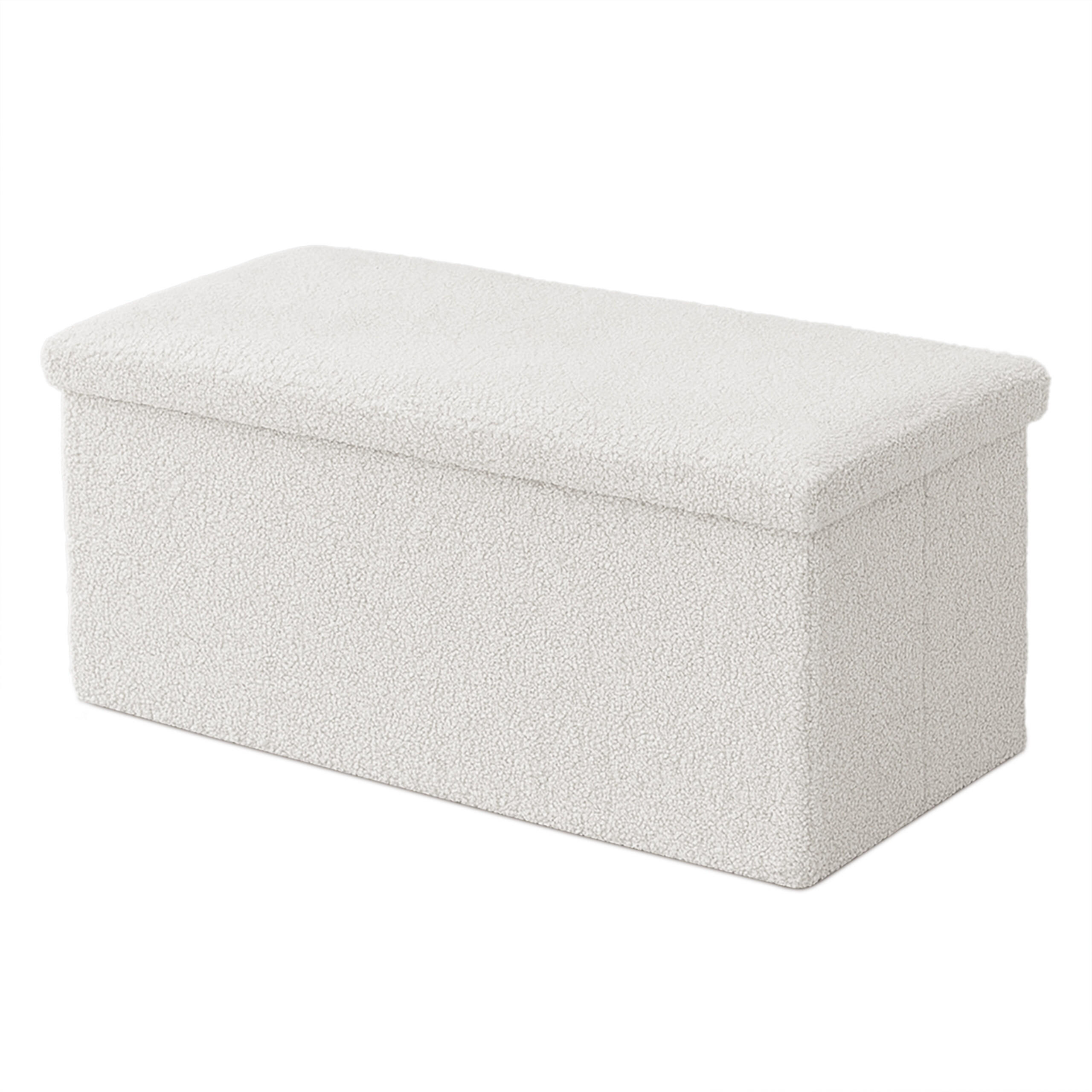 Relaxdays LAVICE Bílá teddy látka úložný prostor 76x38x38 cm
