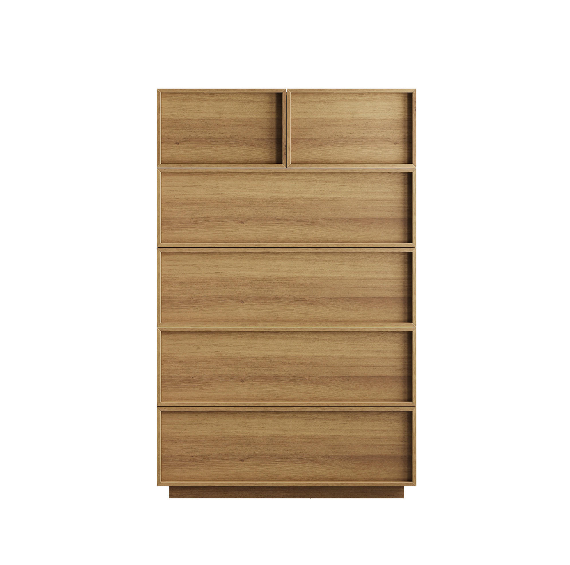 KOMMODE 80/48/127 cm in Eichefarben mit 6 Schubladen und griffloser Front - Nussbaumfarben, Holzwerkstoff (80/127/48cm) - Flora Grace