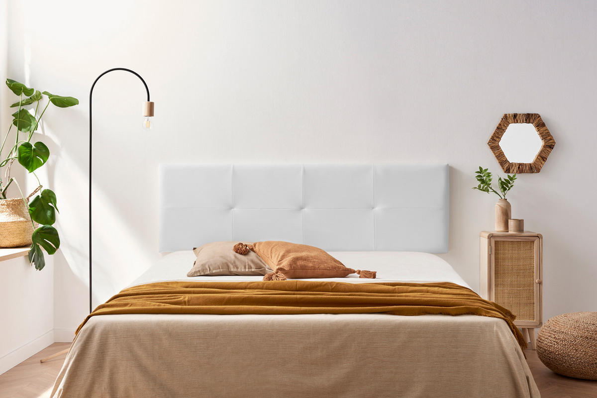 KOPFTEIL gepolstert ALTEA Kunstleder 170x50x5 cm - Weiß - Moonia - Weiß, Holz (170/5/50cm)