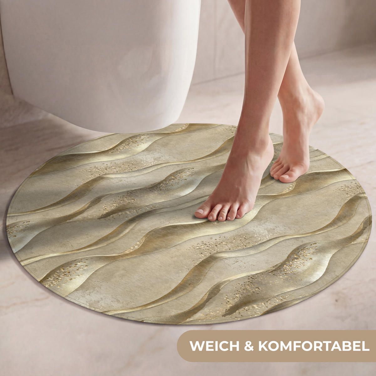 WC PŘEDLOŽKA Vlny - vzor - zlaté 70x70 cm - barva mosazi, textil/plast (70/1cm) - OnlyWow