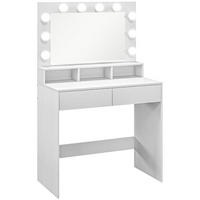 SCHMINKTISCH mit LED-Beleuchtung Frisiertisch mit Spiegel einstellbar Helligkeit - Weiß, Holzwerkstoff (40/135/80cm) - HOMCOM