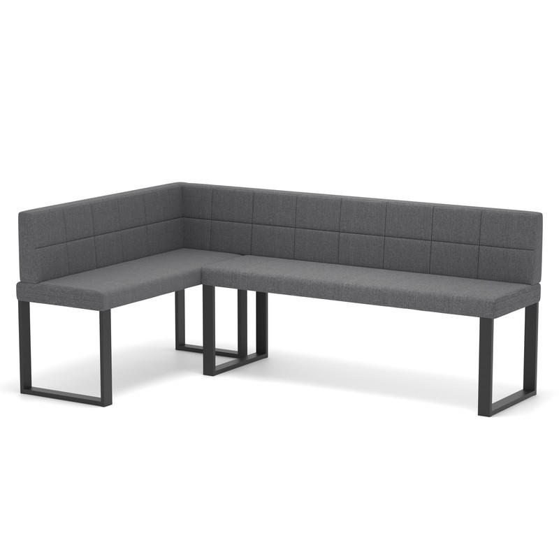 ECKBANK links SANA U Webstoff gesteppt, 142/196 cm Dunkelgrau - Dunkelgrau, Textil/Metall (142/196cm) - Idohome