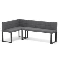 ECKBANK links SANA U Webstoff gesteppt, 142/196 cm Dunkelgrau - Dunkelgrau, Textil/Metall (142/196cm) - Idohome