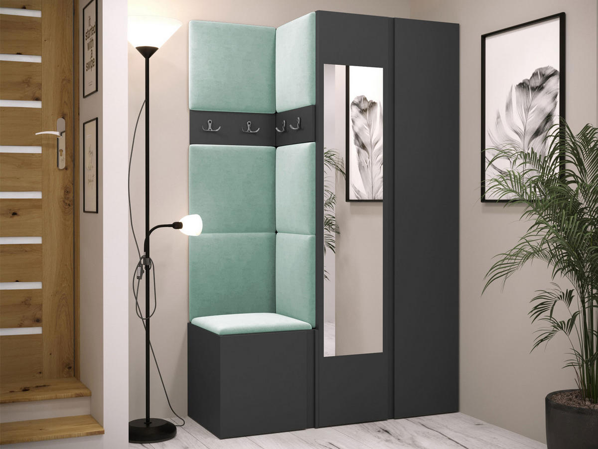 GARDEROBEN-SET Orion XXVI - Graphitfarben/Mintgrün, Holzwerkstoff/Kunststoff (116/186/46cm) - MIRJAN24