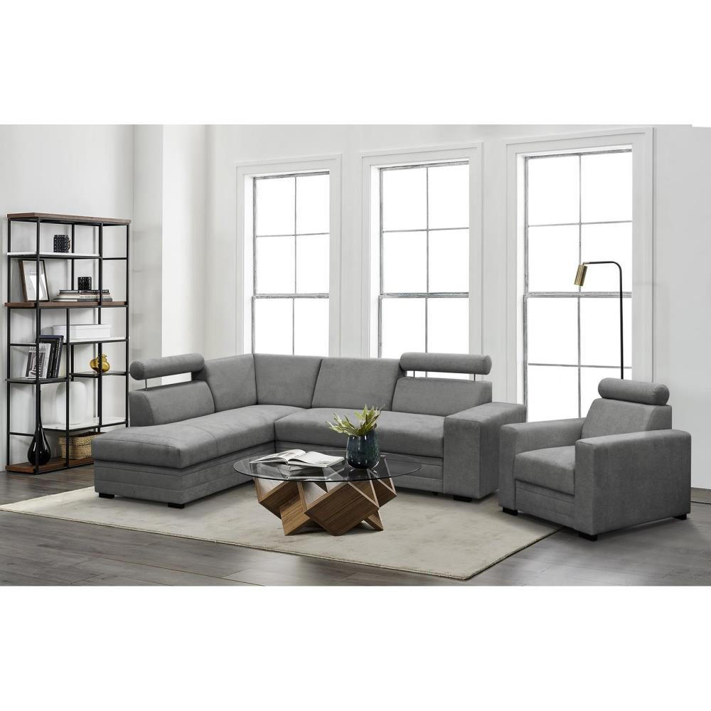 ECKSCHLAFSOFA Roma grau links - Schwarz/Grau, Textil (250/205cm) - Beautysofa