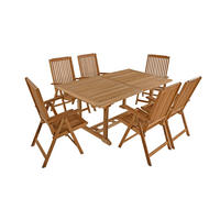 GARTEN-SITZGRUPPE Mads 7-teilig Gartenmöbel-Set - Teakfarben, Holz - DELUKE