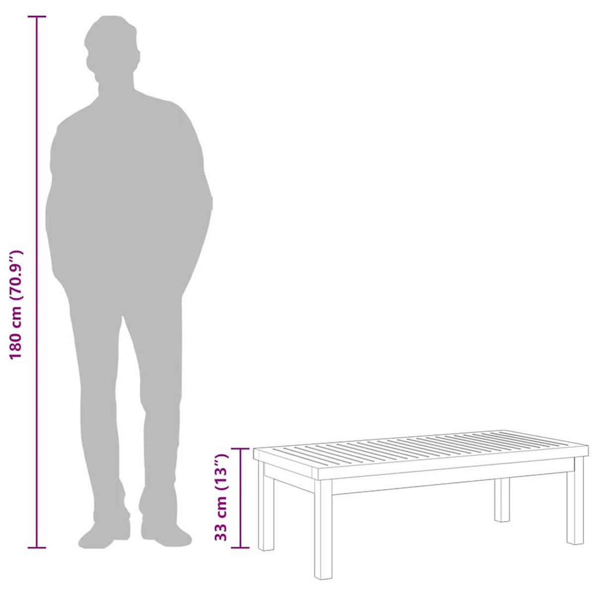 COUCHTISCH 100/50/33 Cm Massivholz Akazie - Braun, Holz (100/50/33cm) - vidaXL