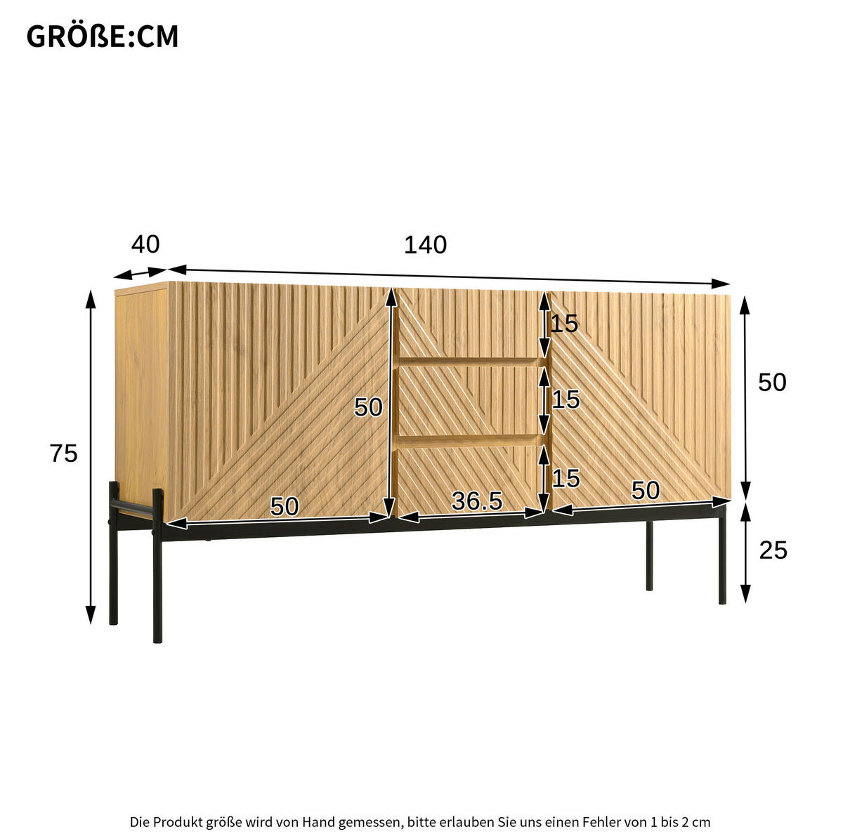 SIDEBOARD 140/40/75 cm Naturfarben aus Spanplatte mit höhenverstellbaren Einlegeböden - Naturfarben, Holzwerkstoff (40/75/150cm) - OKMYHOME