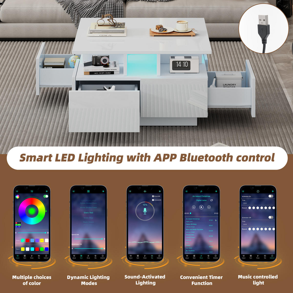 COUCHTISCH Weiß - Weiß, Holzwerkstoff (70/70/40cm)