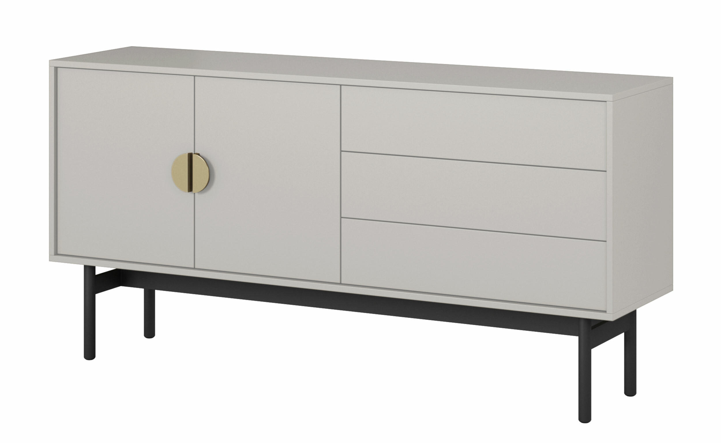 TV-SCHRANK Stoon Grau-Beige 154 cm - Greige/Goldfarben, Holzwerkstoff/Metall (154/76/38cm) - Selsey