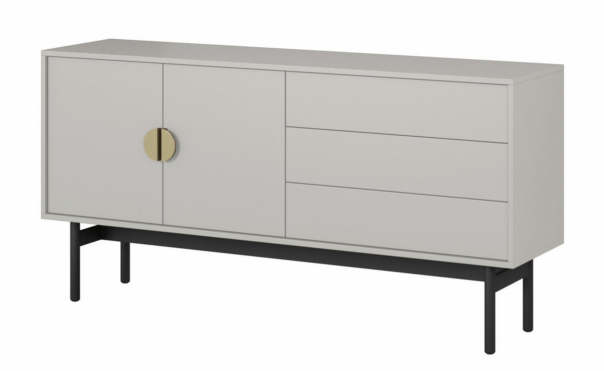 TV-SCHRANK Stoon Grau-Beige 154 cm - Greige/Goldfarben, Holzwerkstoff/Metall (154/76/38cm) - Selsey