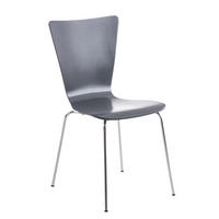 BESUCHERSTUHL Jaron mit Holzsitz und Metallgestell, Farbe: Grau - Chromfarben/Grau, Holz/Metall (43/84/50cm) - TPFLiving