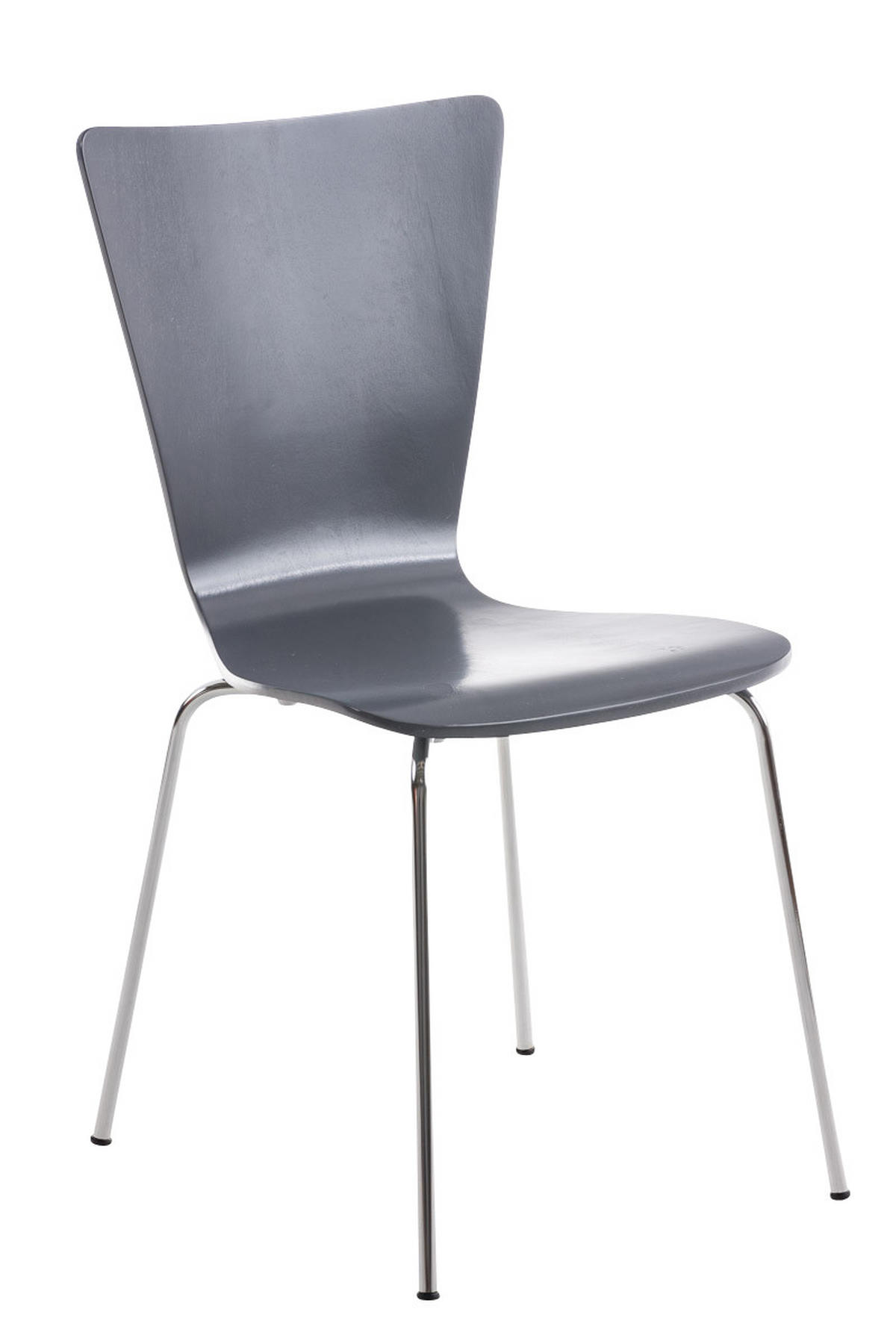 BESUCHERSTUHL Jaron mit Holzsitz und Metallgestell, Farbe: Grau - Chromfarben/Grau, Holz/Metall (43/84/50cm) - TPFLiving