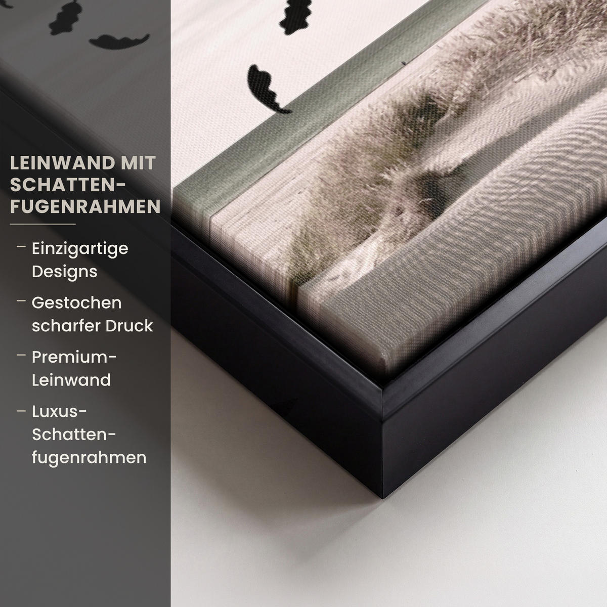 LEINWAND Bilder mit Rahmen - Strand - Meer - Menschen - Baum - Moderne Kunst - 60x40 - Hellgrau, Textil (60/40cm) - MuchoWow