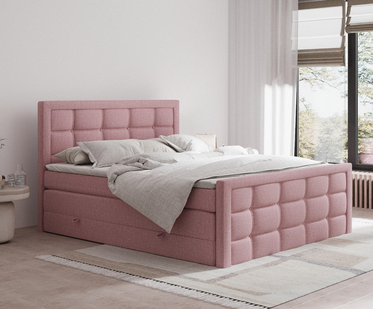 BOXSPRINGBETT Ambrosia Rosa 160/200 cm - Schwarz/Rosa, Holz/Holzwerkstoff (160/200cm) - Maison de Reve