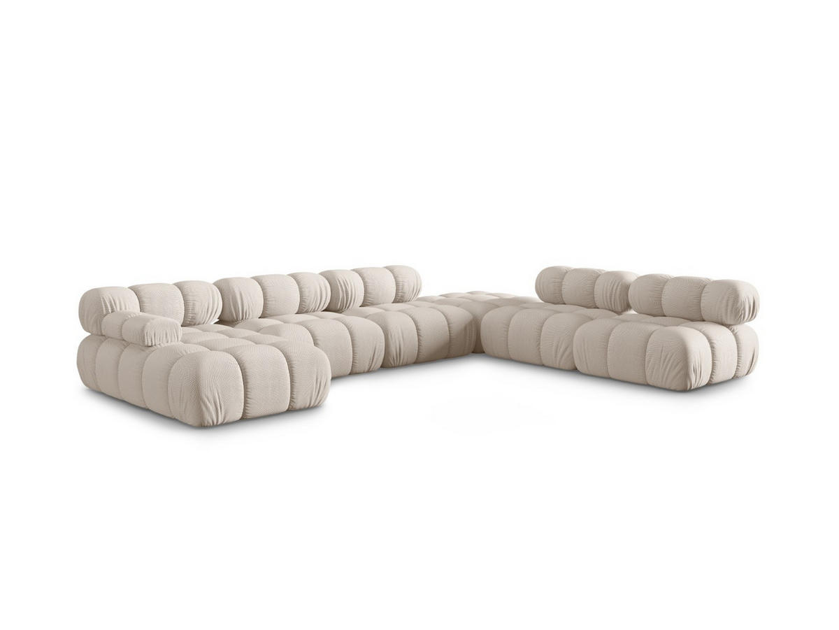 PANORAMASOFA modular rechts Bellis aus 3D-Stoff leichtes beige 7 Sitzplätze - Creme, Textil (282/70/376cm) - Micadoni