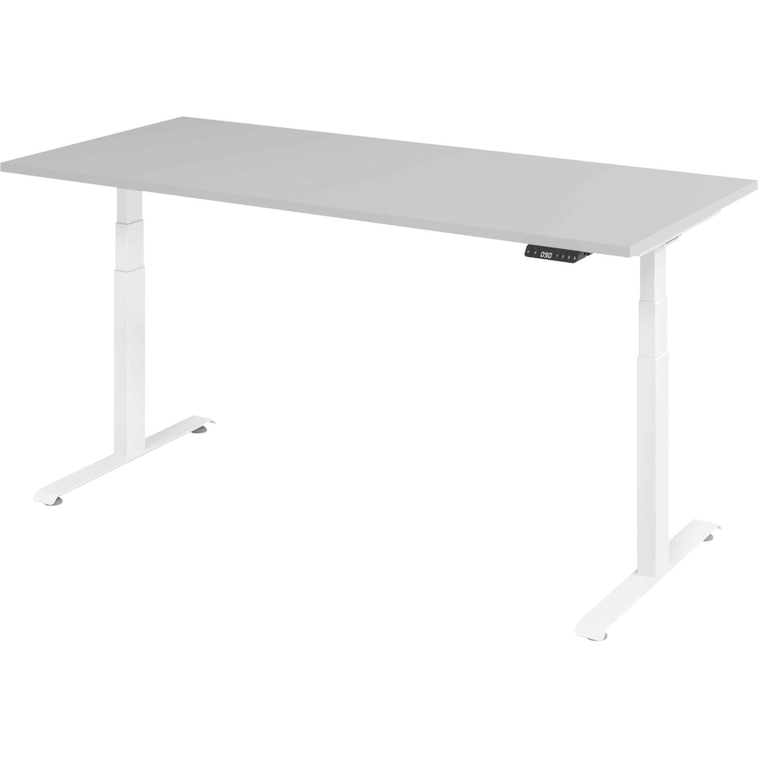 SCHREIBTISCH elektrisch 80/180/74 cm in Grau/Weiß - Weiß/Grau, Holzwerkstoff (80/180/74cm) - bümö