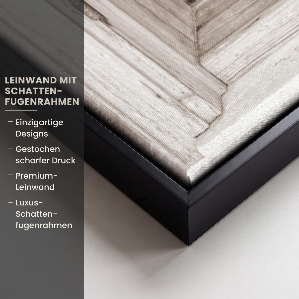 LEINWAND Bilder mit Rahmen - Winterlandschaft - Hütte - Berge - Ausblicke - Aussicht - Natur - 90x90 - Weiß Hochglanz, Textil (90/90cm) - MuchoWow