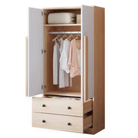 KLEIDERSCHRANK 70/170/40 cm Weiß/Holzfarbe aus Holz mit 2 Schubladen - Naturfarben, Holzwerkstoff (40/170/70cm) - OKMYHOME